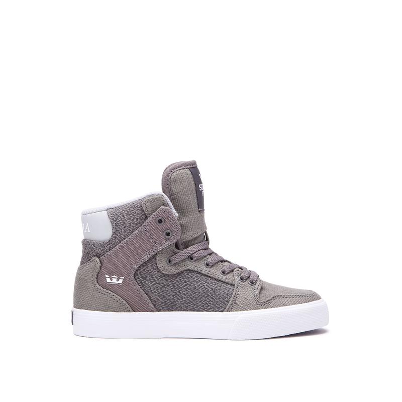 Buty Supra VAIDER - Sneakersy Wysokie Dziecięce - Szare (XJEH-82450)